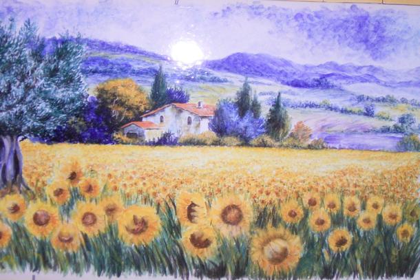 Les Tournesols de la Sainte Victoire - panneau décoratif